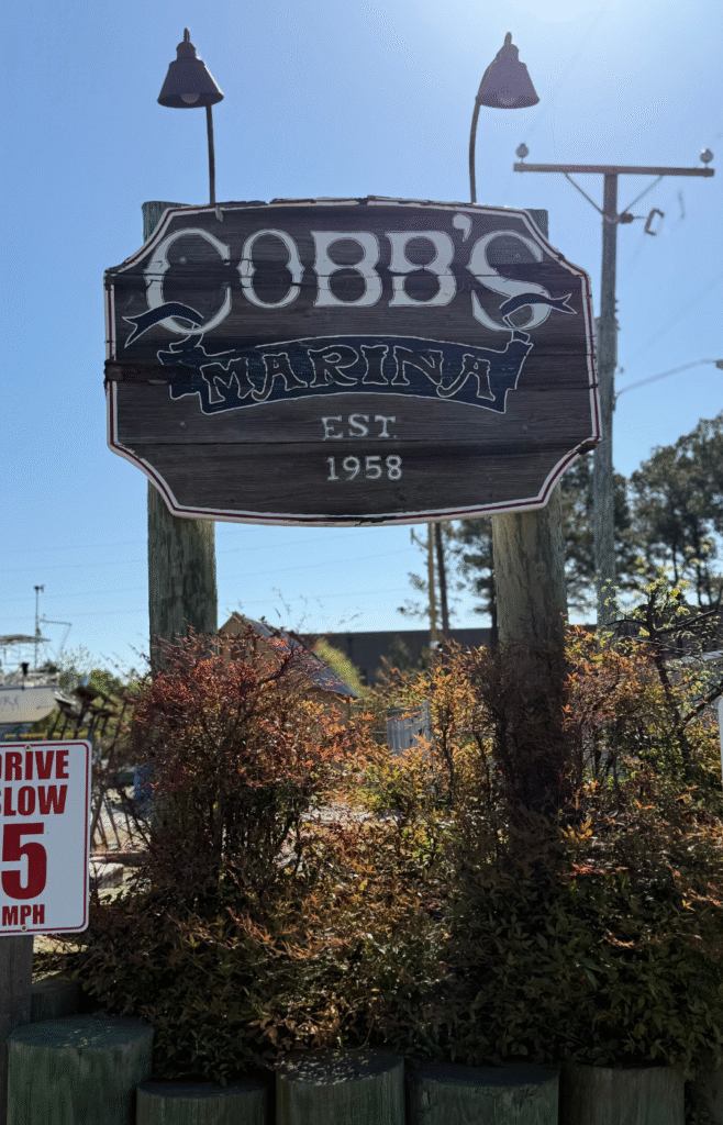 Cobb's Marina front entrance sign