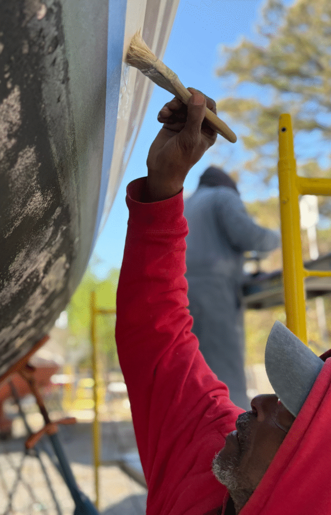 Boat yard offers areas for painting boats